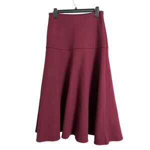 OGL Skirt Womens Small Red Flare High Waist Knit Midi Stretch Office Classic NWT